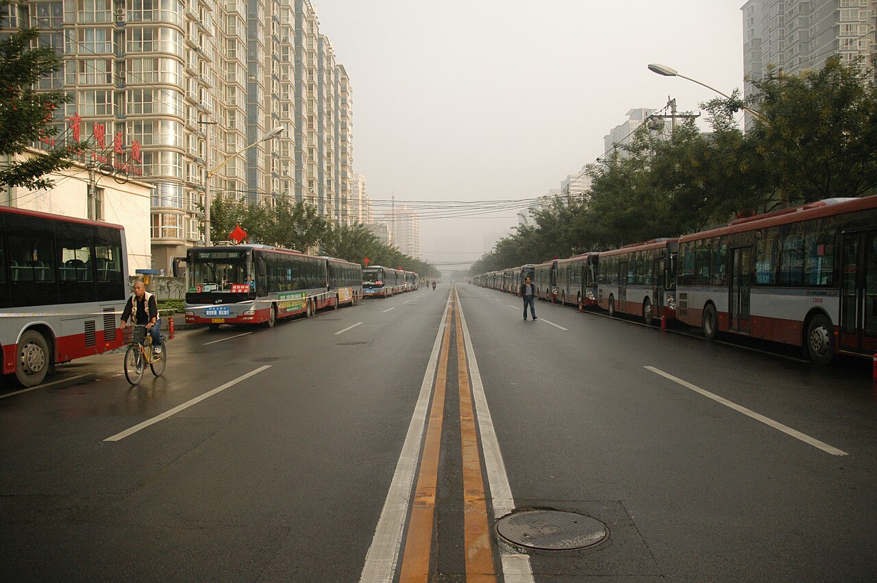 City buses on the streets of Beijing - pay by scanning the same QR code as the metro, about 1-2 yuan per ride